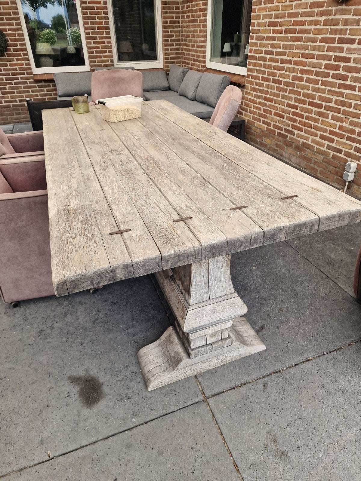 Robuuste  klooster eettafel - opknapper + 6 stoelen, Ophalen, Gebruikt, 100 tot 150 cm, 200 cm of meer
