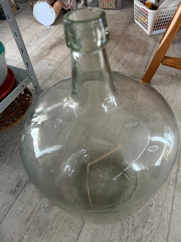 Grote glazen fles / mandfles / gistfles, Antiek en Kunst, Ophalen