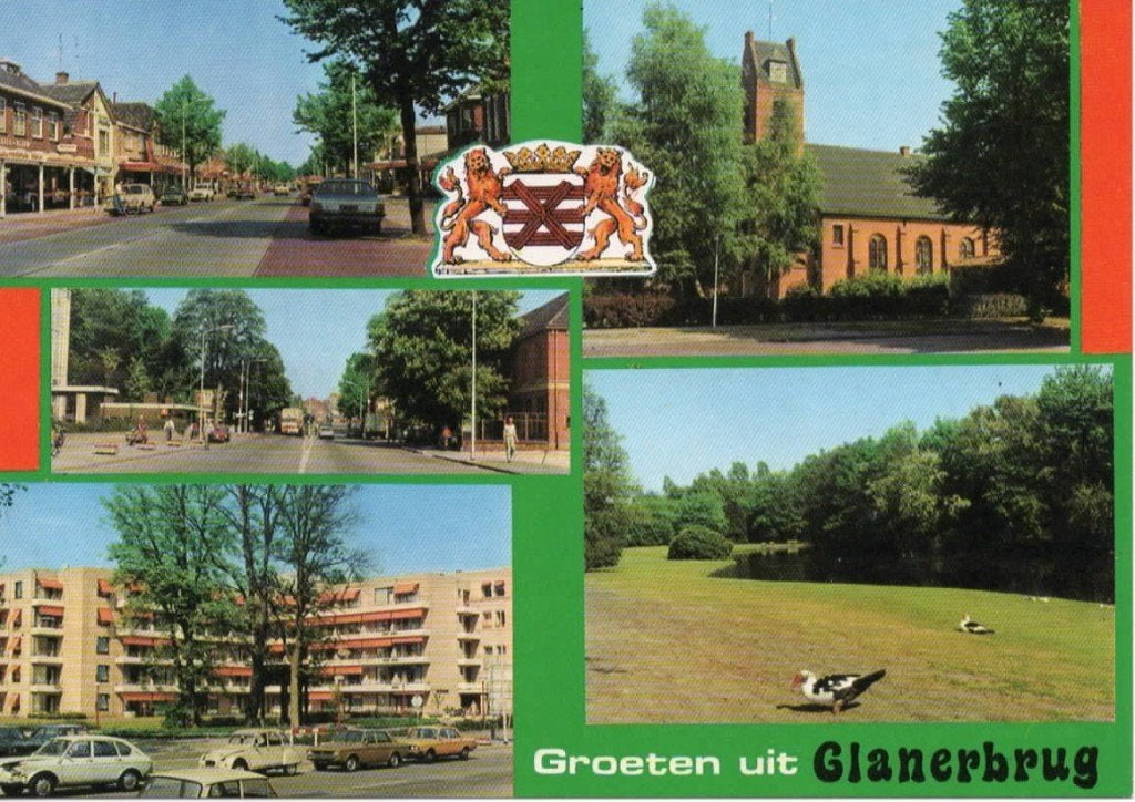 Ansichtkaart Glanerbrug, 6-luik, dorp, kerk, flat, Ophalen of Verzenden, 1980 tot heden, Ongelopen, Overijssel