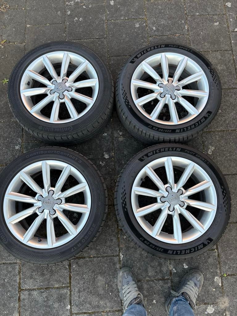 Audi A6 C6 velgen met banden, Auto-onderdelen, Banden en Velgen, Ophalen, Gebruikt, Banden en Velgen, 17 inch