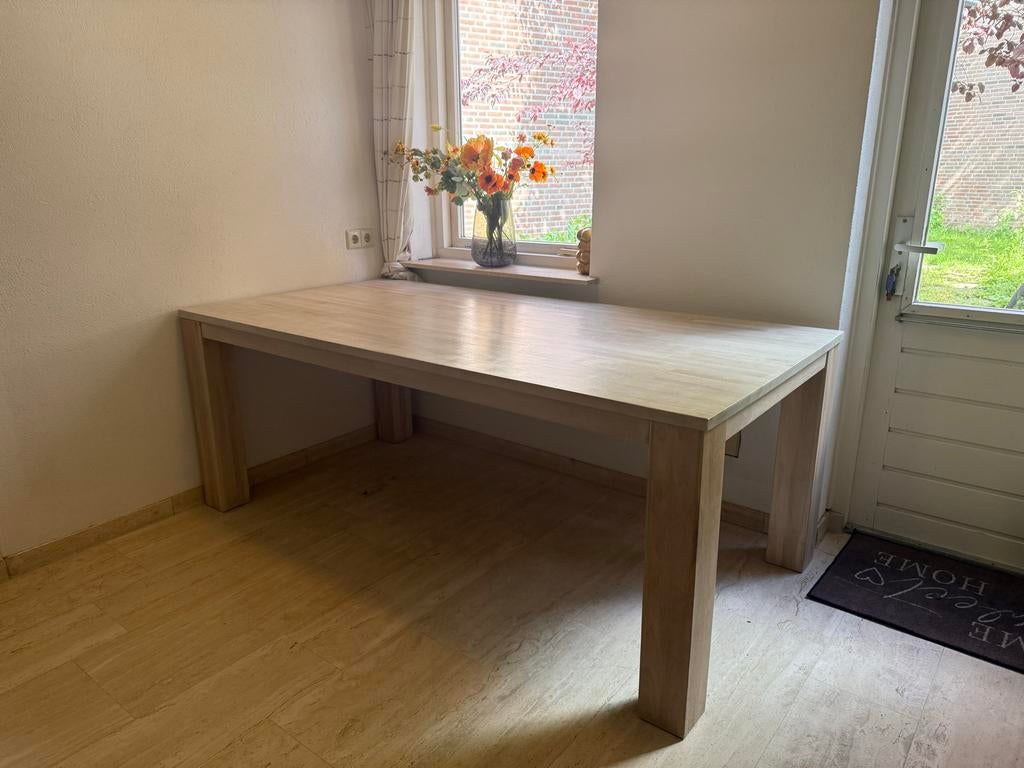 Massief eiken houten eettafel 200x100 cm, Huis en Inrichting, Tafels | Eettafels, Zo goed als nieuw, 50 tot 100 cm, 200 cm of meer