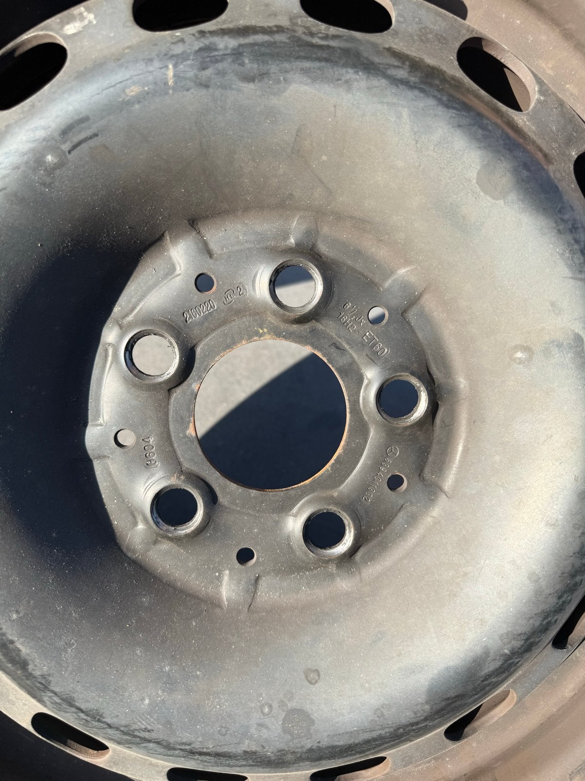 4 Originele Mercedes Stalen Velgen, Ophalen, Gebruikt, Velg(en)