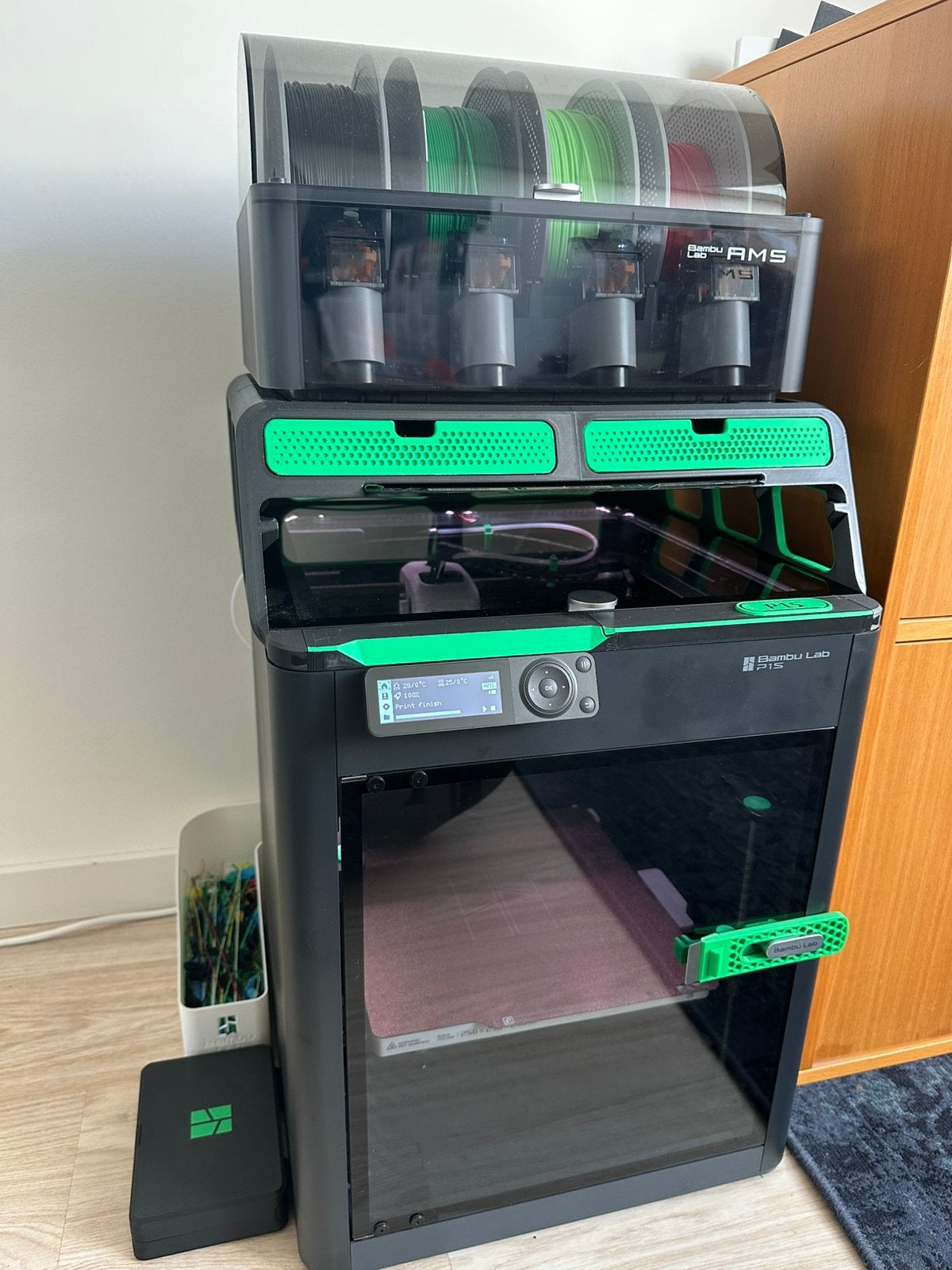 Bambulab P1S met AMS en extra’s, Computers en Software, 3D Printers, Ophalen, Ingebouwde Wi-Fi, Zo goed als nieuw, Filament
