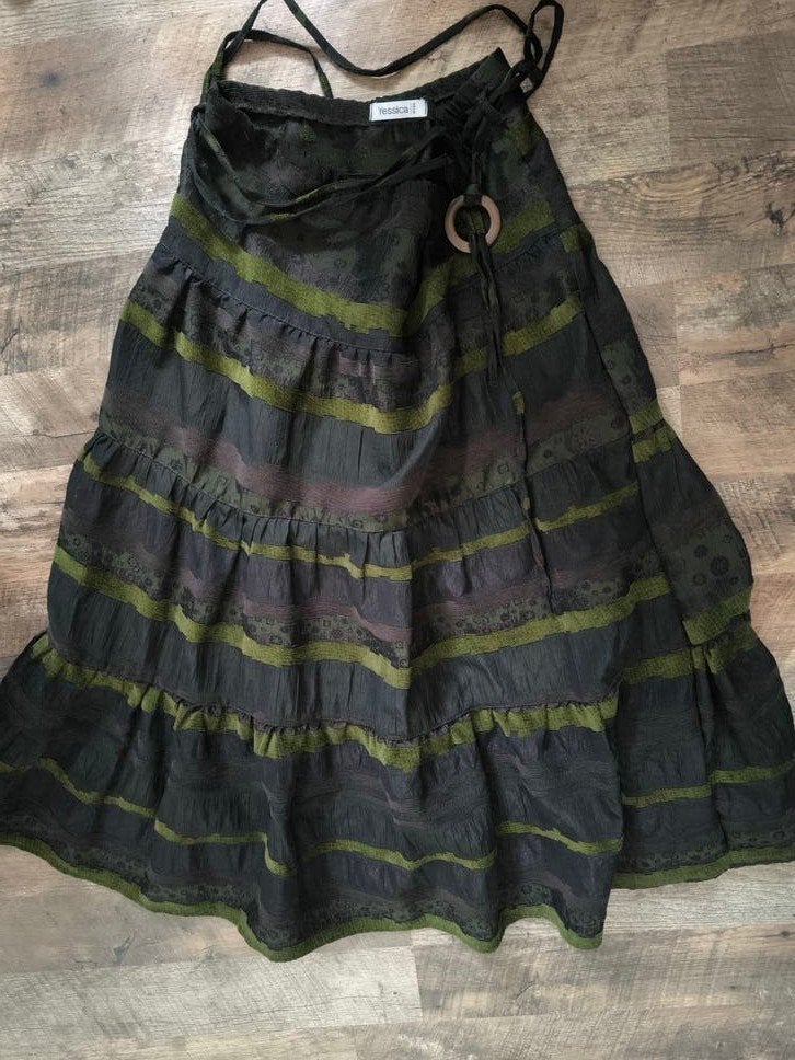 Maxi jurk met print en ringdetail, Meerkleurig, Yessica, Maat 42/44 (L), Ophalen of Verzenden