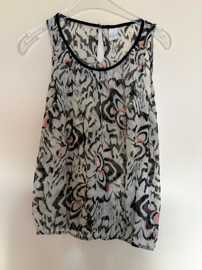 Vila mouwloze top met print - Maat XS, Zwart, Ophalen of Verzenden, Zo goed als nieuw, Zonder mouw