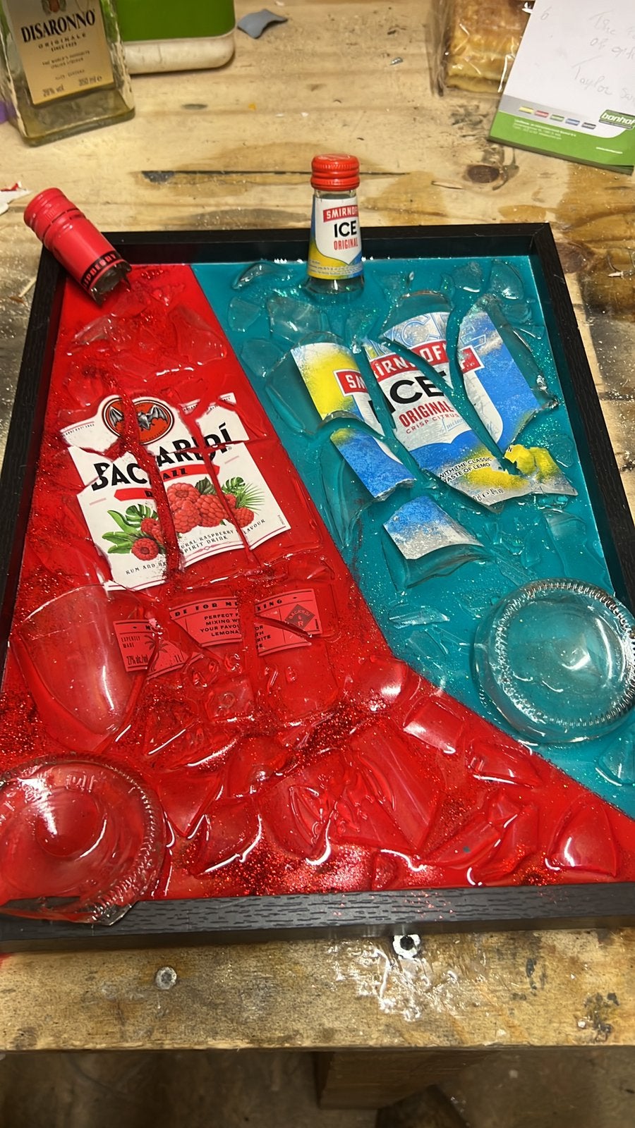 Epoxy lijsje barcardie en fles ice, Ophalen, Nieuw