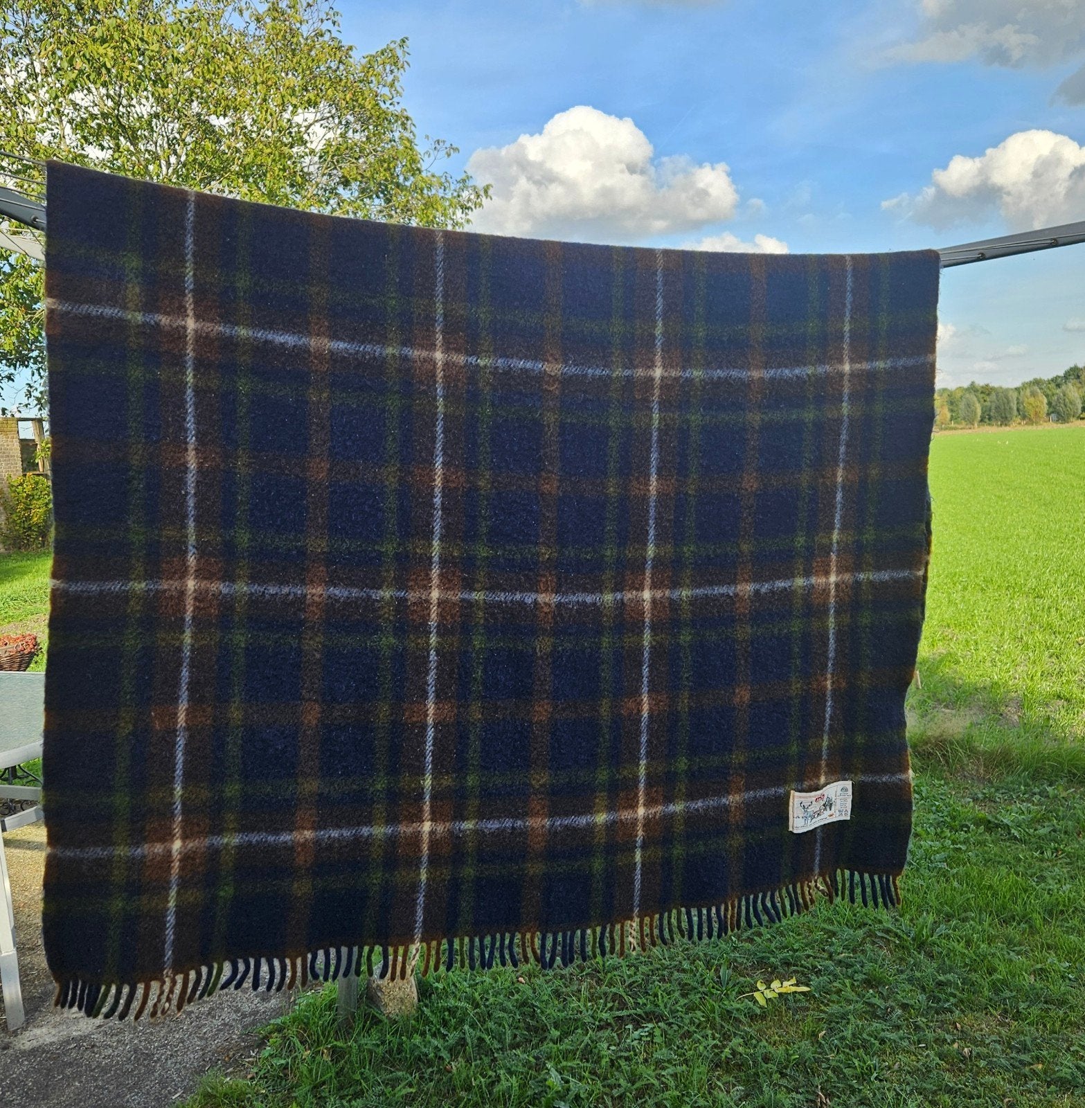 Vintage wollen AaBe plaid / deken, Ophalen of Verzenden, Gebruikt