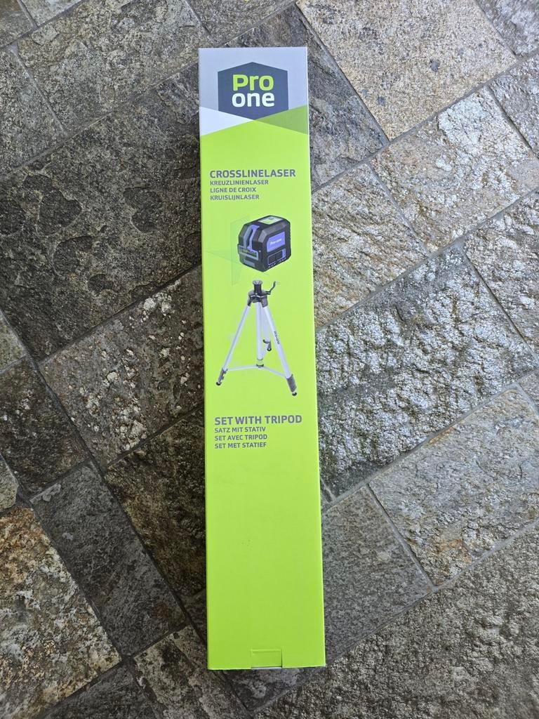 ProOne Kruislijn Laser Cross Compact Groene Straal + Statief, Doe-het-zelf en Verbouw, Ophalen, Nieuw, Afstand