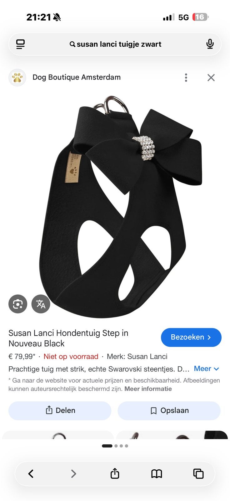 Susan lanci tuigje xxs zwart nieuw diamantje, Ophalen of Verzenden, Nieuw, Hondenjas