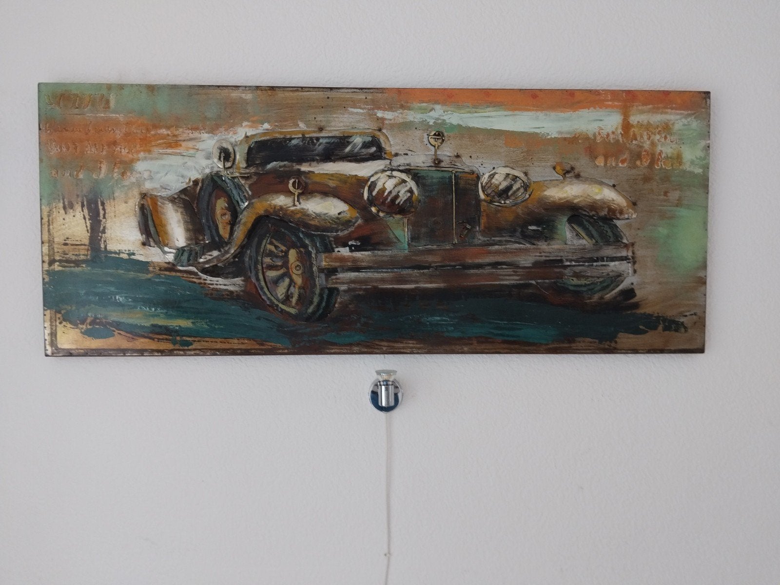 Handgemaakt Staal Schilderij - Klassieke Auto, Ophalen of Verzenden