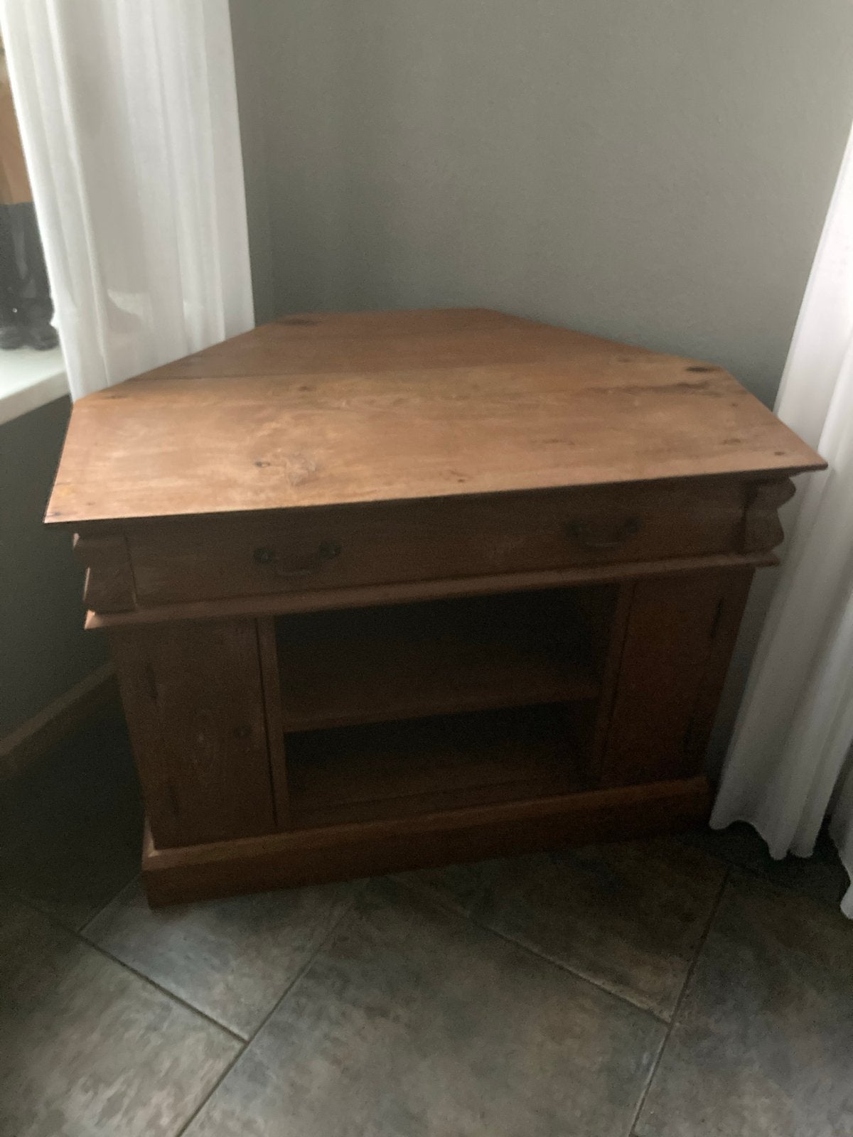 Houten Hoekmeubel met Lade en Opbergruimte, Antiek en Kunst, Ophalen