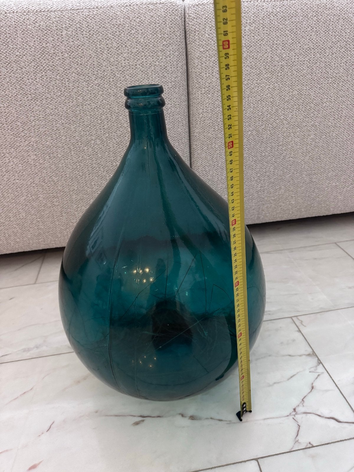 Grote vintage groene glazen vaas, 57 cm, Ophalen of Verzenden, Groen, Glas
