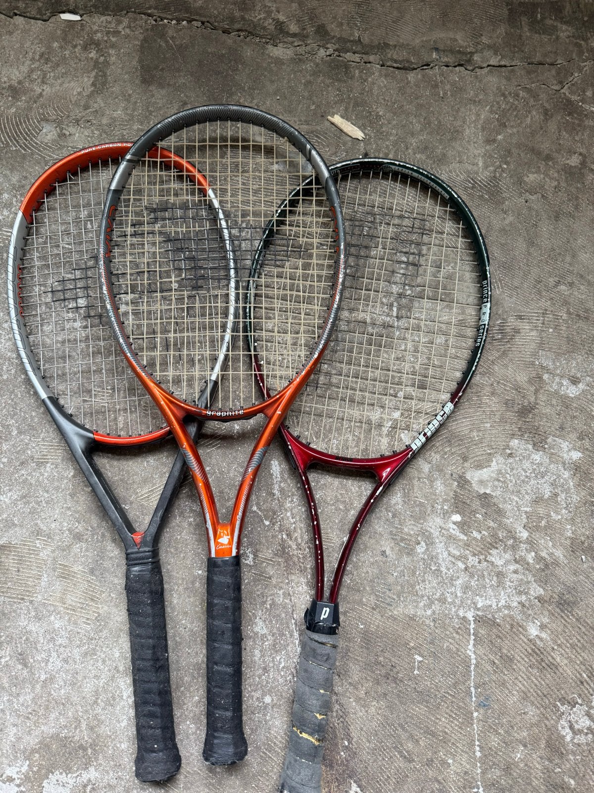 Set van 3 gebruikte tennisrackets - Diverse merken, Sport en Fitness, Ophalen of Verzenden, Gebruikt, Racket, Prince