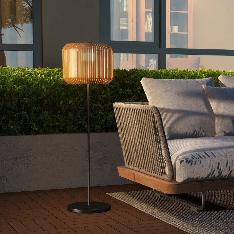Buiten staande lamp PE-rotan met zonne-energie NIEUW, Overige materialen, Nieuw, A, Ophalen of Verzenden
