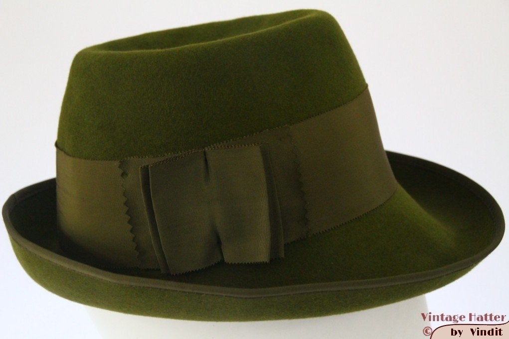 Vintage Dameshoed Ischler Hut groen 56 gratis verzenden NL, 56 of 57 cm (M, 7 of 7⅛ inch), Hoed, Ophalen of Verzenden, Ischler Hut