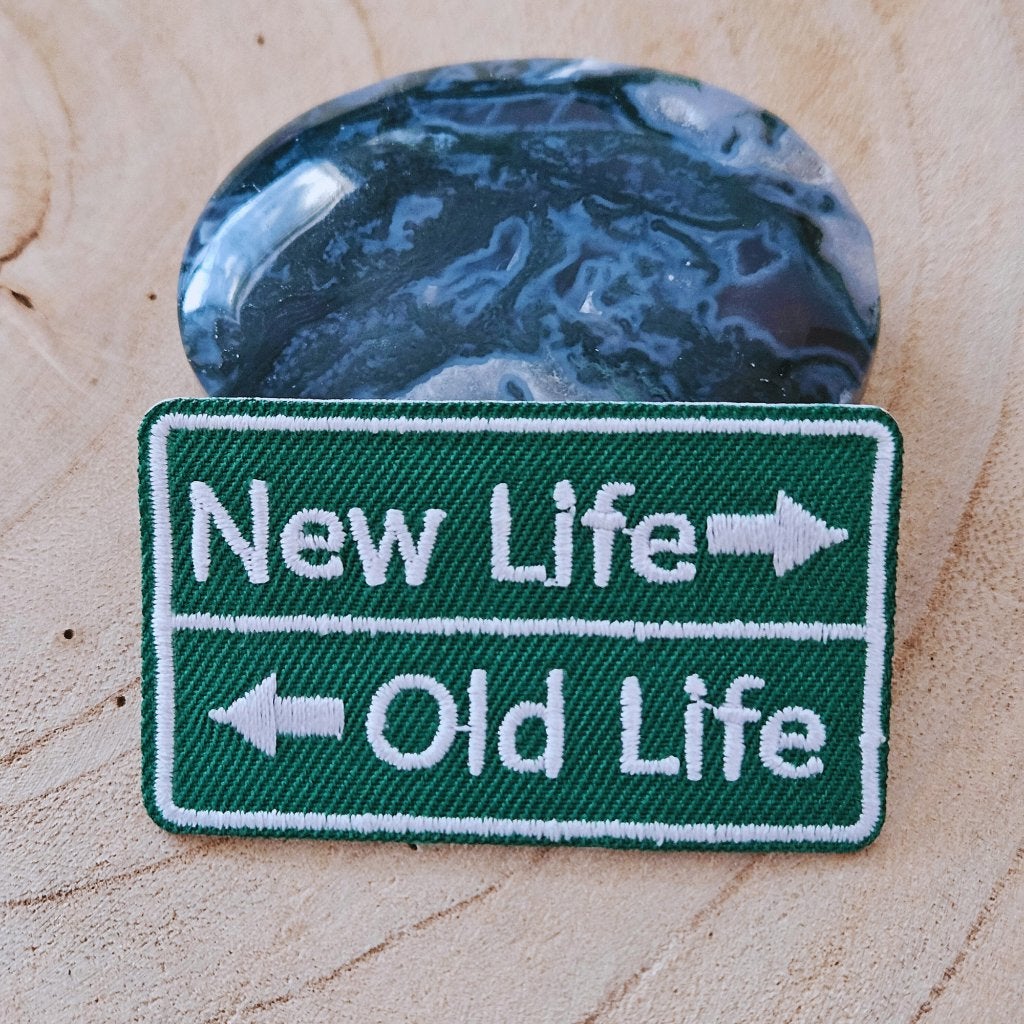 Strijk embleem applicatie Patch New life / Old life, Hobby en Vrije tijd, Kledingapplicaties en Hotfix, F, F, Nieuw, Ophalen of Verzenden