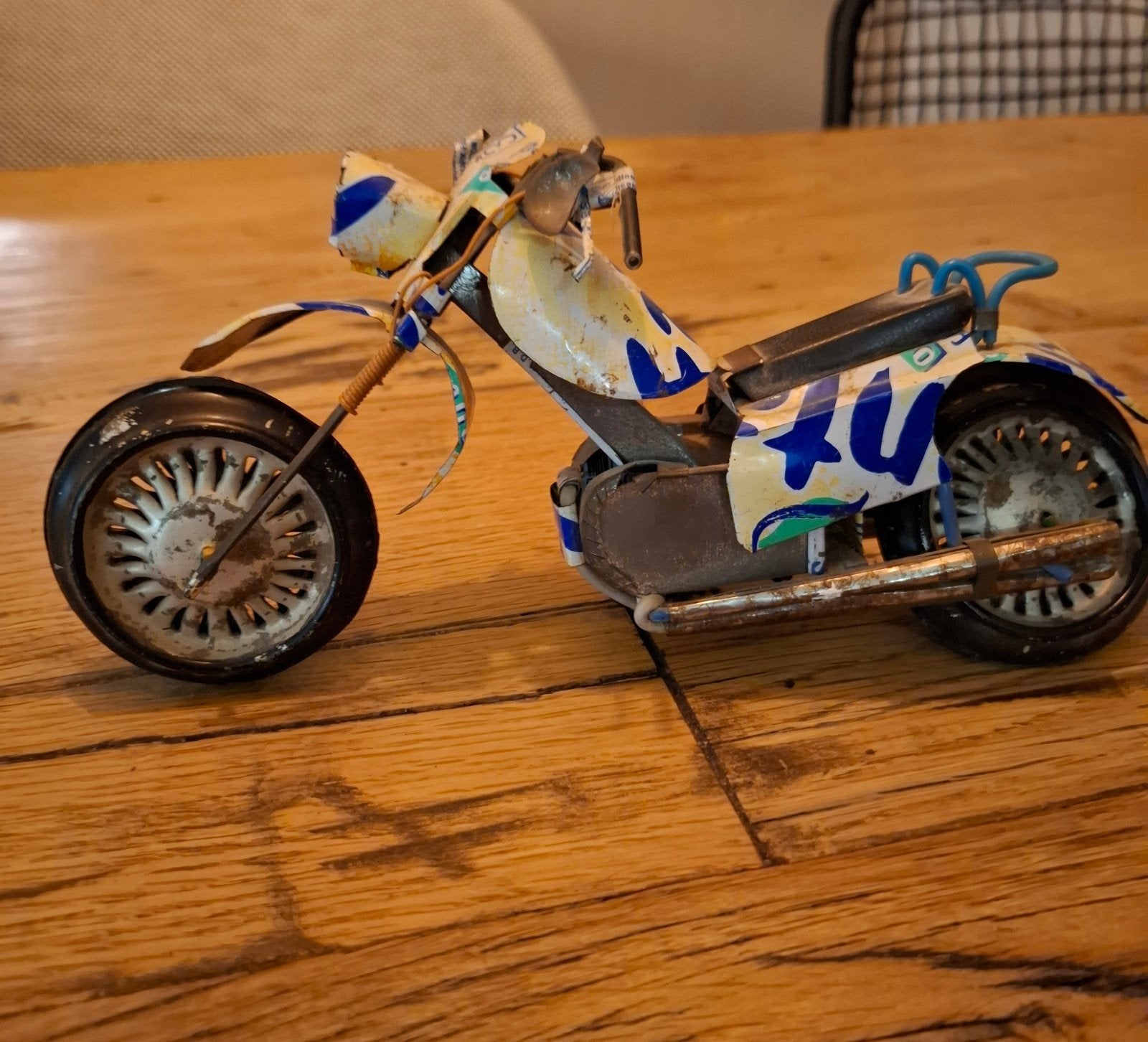 handgemaakte motorfiets van blikjes, Ophalen of Verzenden, Gebruikt, Motor