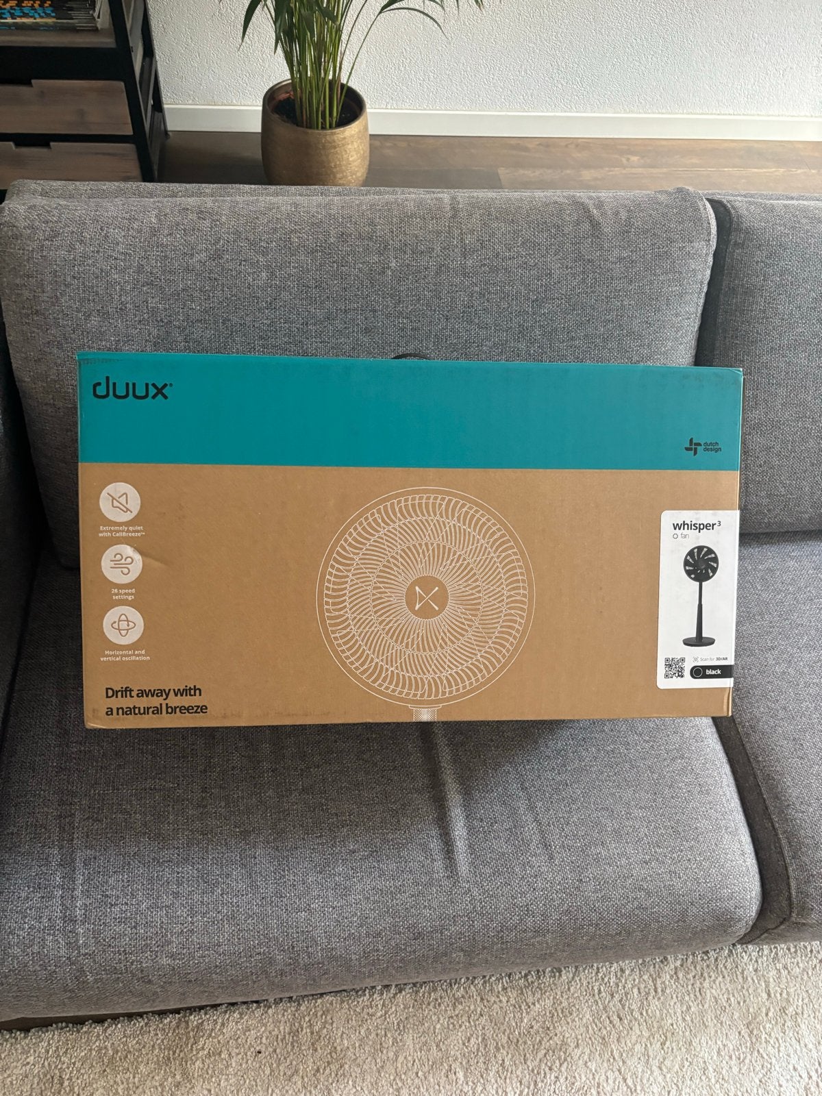 Nieuwe Duux Whisper 3 Ventilator - Zwart, Witgoed en Apparatuur, Ventilatoren, Ophalen, Nieuw, Statiefventilator