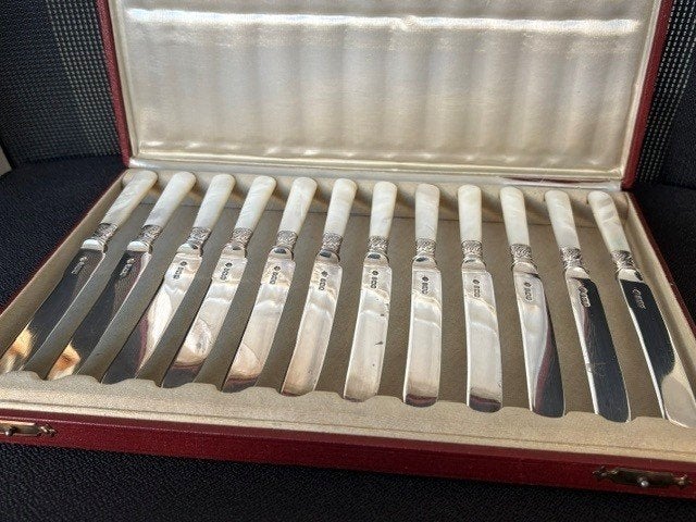 antiek zilver 12 messen anno 1916, Antiek en Kunst, Verzenden, Zilver