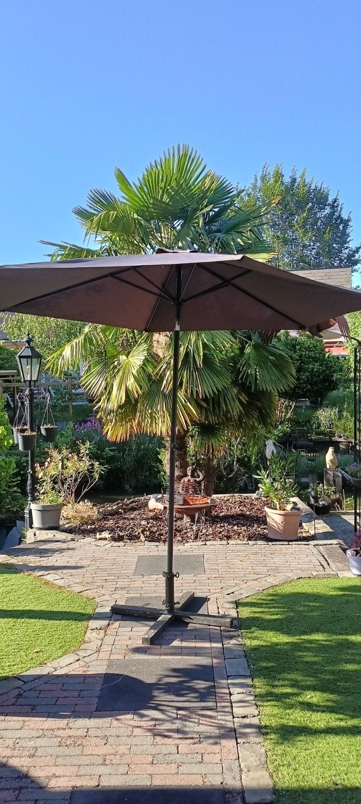 Parasol 280x280 cm met opdraaimechanisme - Antraciet, Tuin en Terras, Parasols, Ophalen, 2 tot 3 meter, Zo goed als nieuw, Waterdicht