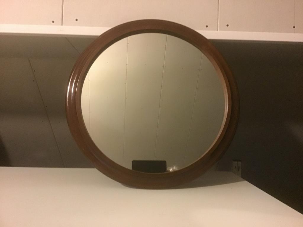 Ronde spiegel met bijpassende lampenset, Gebruikt, Rond, Ophalen of Verzenden, Minder dan 100 cm