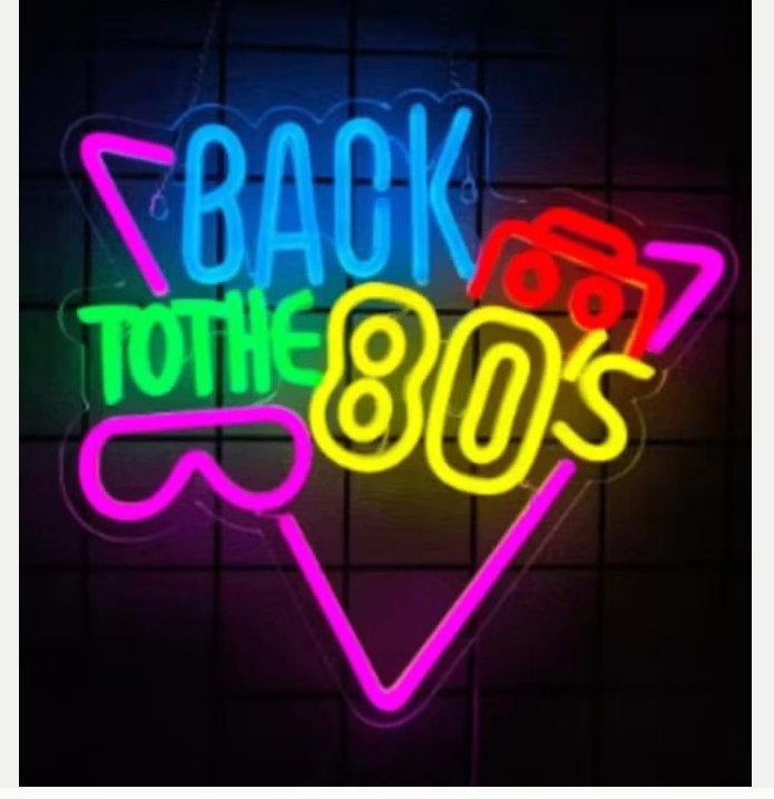 LED lamp neon stijl Back to the 80s (35x32.5cm), Verzamelen, Ophalen of Verzenden, Nieuw, Lichtbak of (neon) lamp