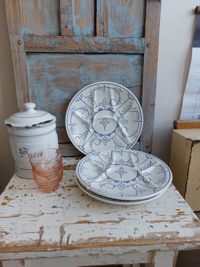 Fondue/gournetborden Boch - saksisch blauw motief, Antiek en Kunst, Ophalen of Verzenden
