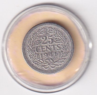 25 Cent 1941 PP Zeer Goed, Verzenden, Zilver, 25 cent, Koningin Wilhelmina