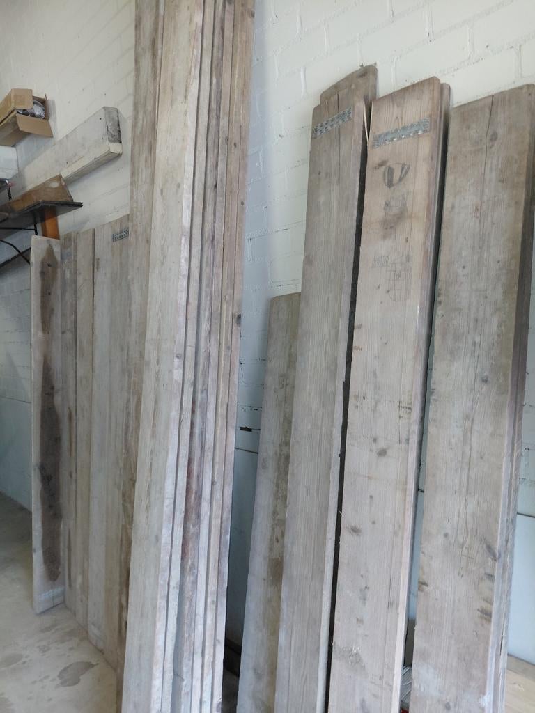 Steigerhout diverse lengtes, circa 50 stuks, Ophalen