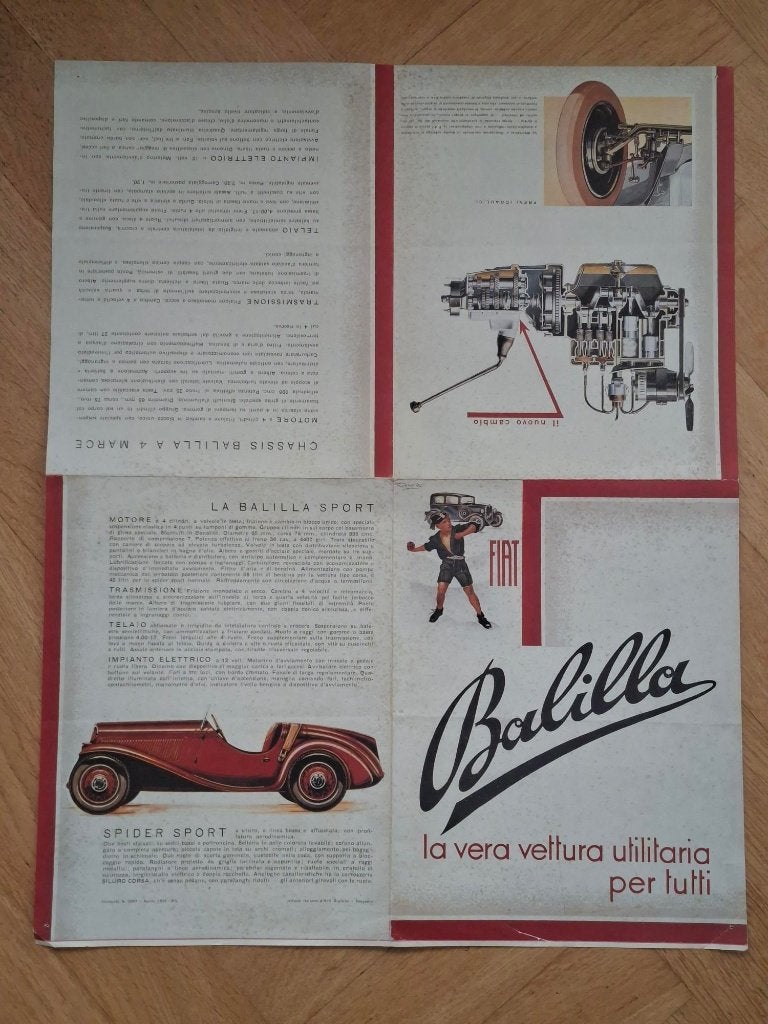 antieke folder, poster Fiat Balilla jaren 30 1934 vintage, Boeken, Ophalen of Verzenden, Gelezen, Overige merken