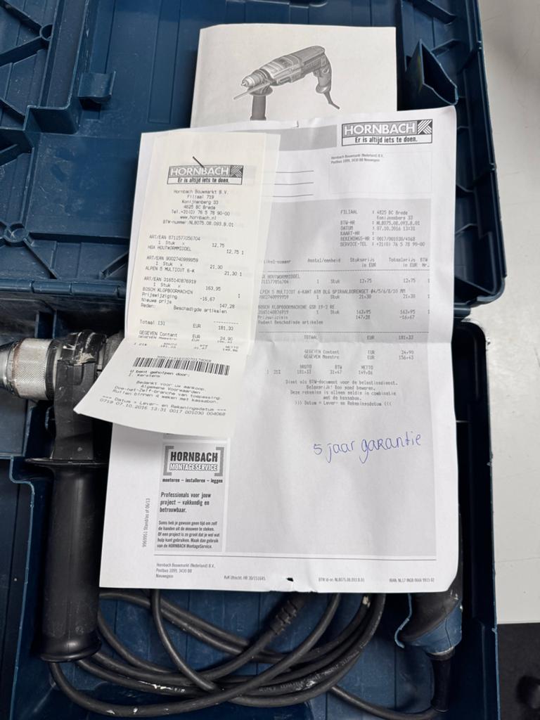 Bosch GSB 19-2 RE Klopboormachine met koffer, Boormachine, Verzenden, Klopboormechanisme, Gebruikt