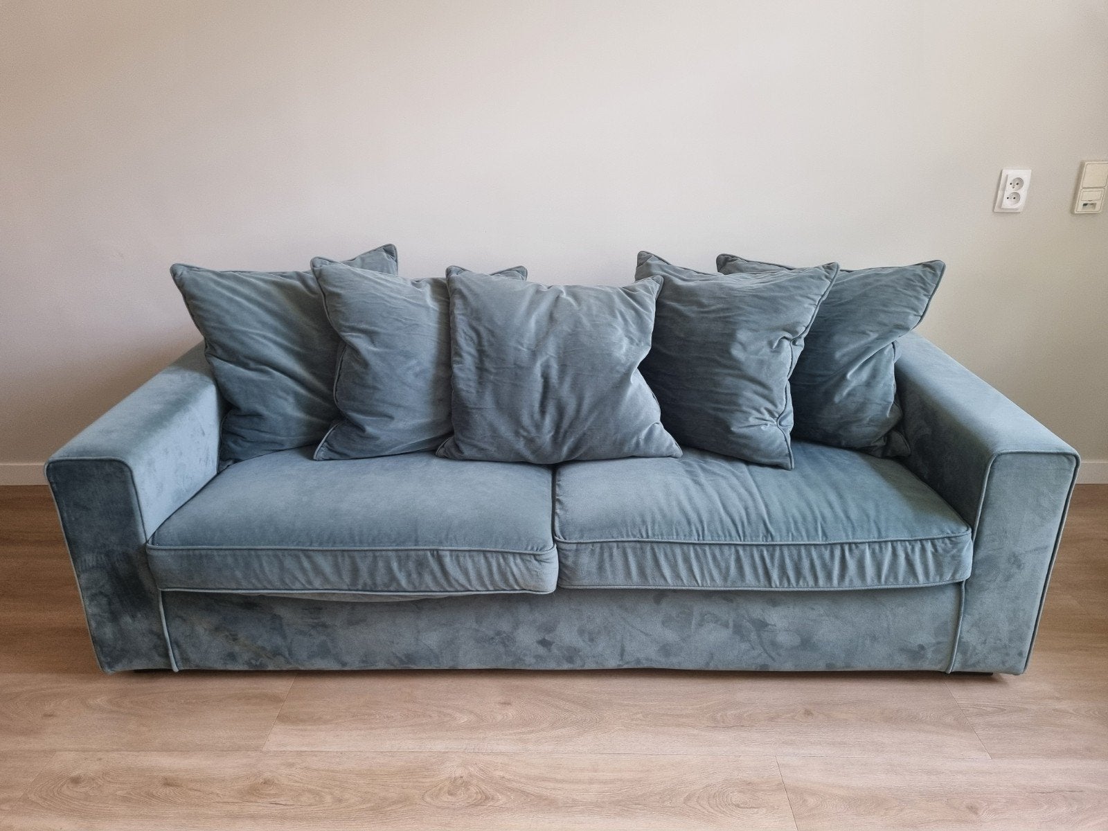 Blauwgroene bank 2,5-zits, Ophalen, Gebruikt, Driepersoons, 75 tot 100 cm