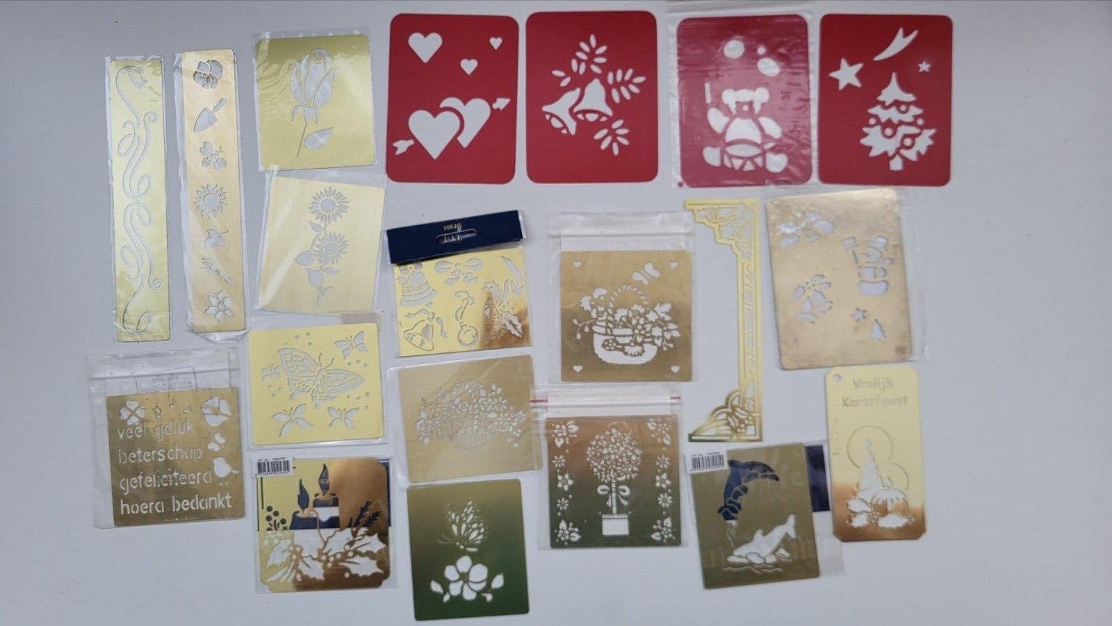 Set van diverse embossing mallen, Gebruikt, Herbruikbaar, Knutselmateriaal, Metaal