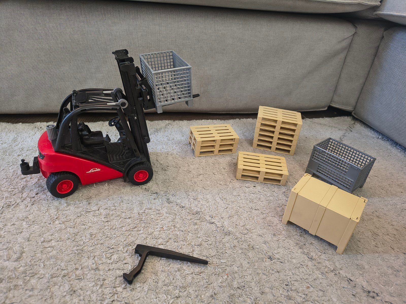 Bruder / Linde H30D Vorkheftruck met veel accessoires, Ophalen of Verzenden, Zo goed als nieuw