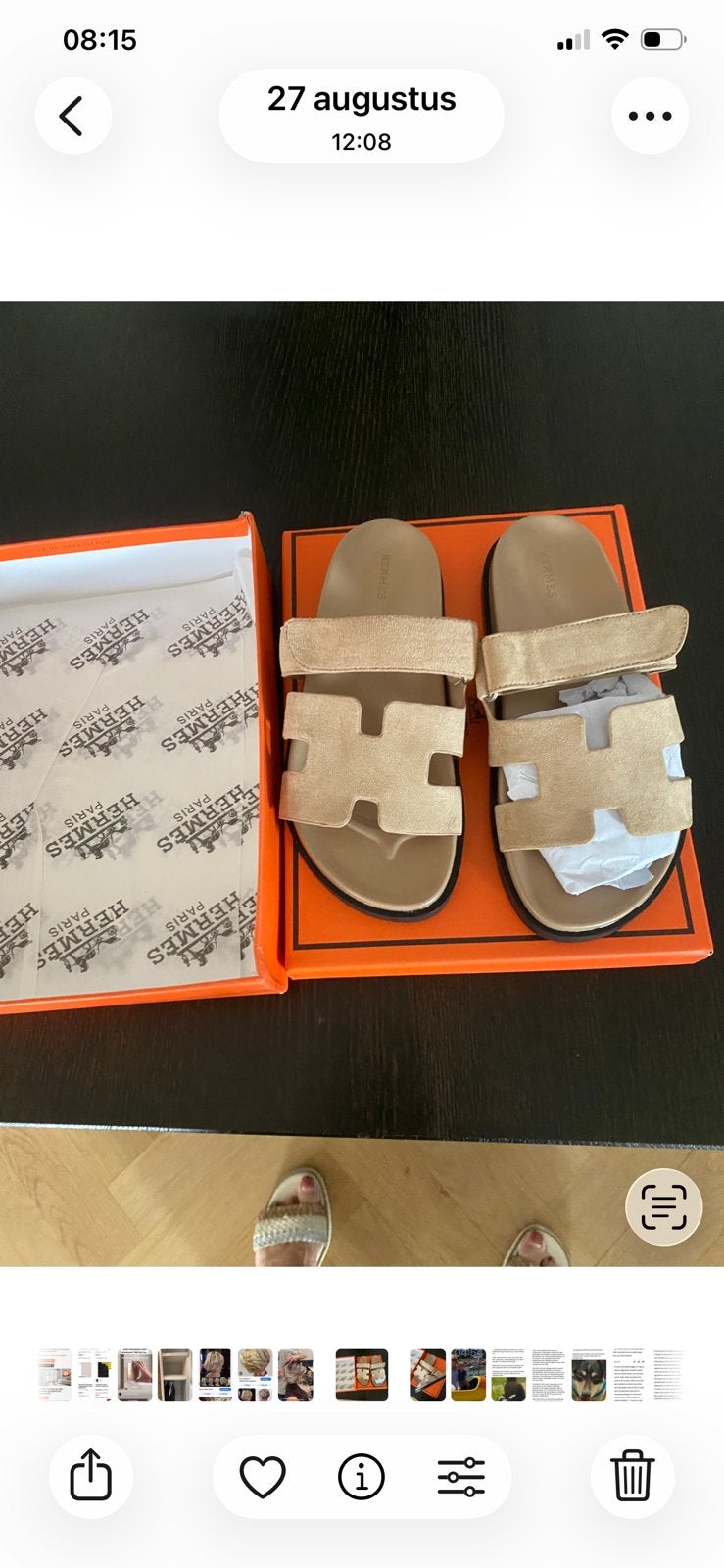 Hermes slipper, Verzenden, Beige, Nieuw, Sandalen of Muiltjes