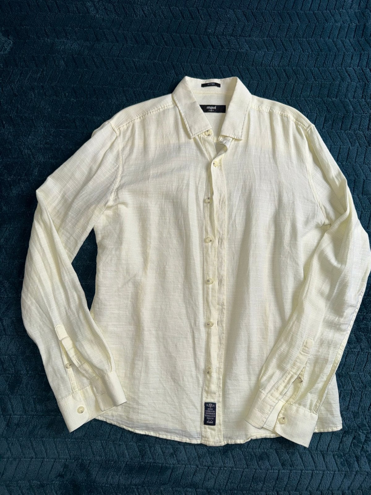 Mavi Fitted Herenoverhemd - Zo goed als nieuw, Ophalen, Zo goed als nieuw, Beige, Halswijdte 39/40 (M)