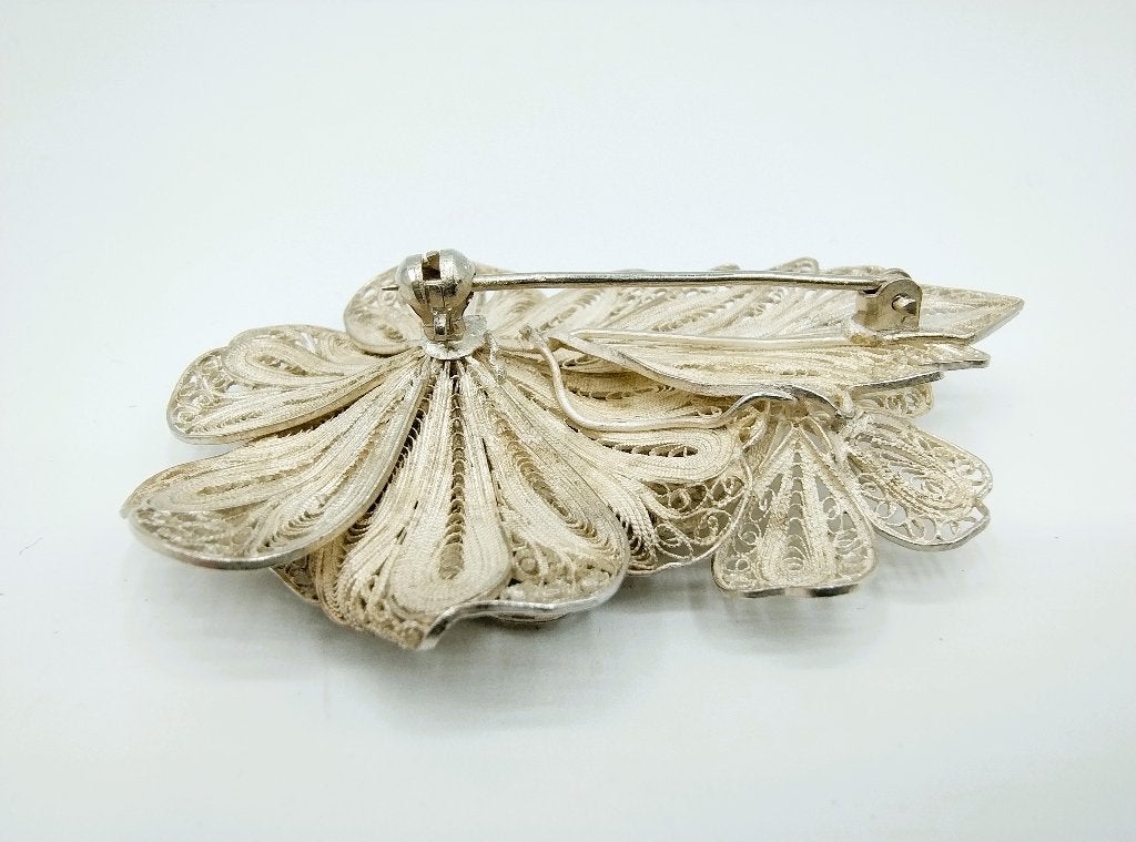 Zilveren filigrein broche, 835, 4 tot 7 cm, Gebruikt, Info@zilverwebsite.nl, Verzenden