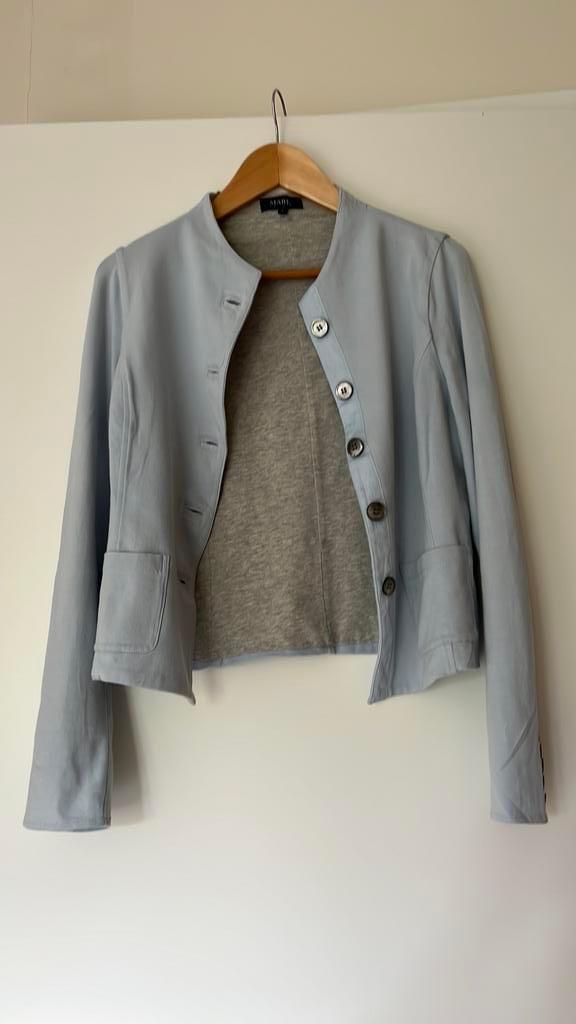 Lichtblauw jasje mt m/38 merk Mark van der, Kleding | Dames, Ophalen of Verzenden, Gedragen, Blauw, Jasje