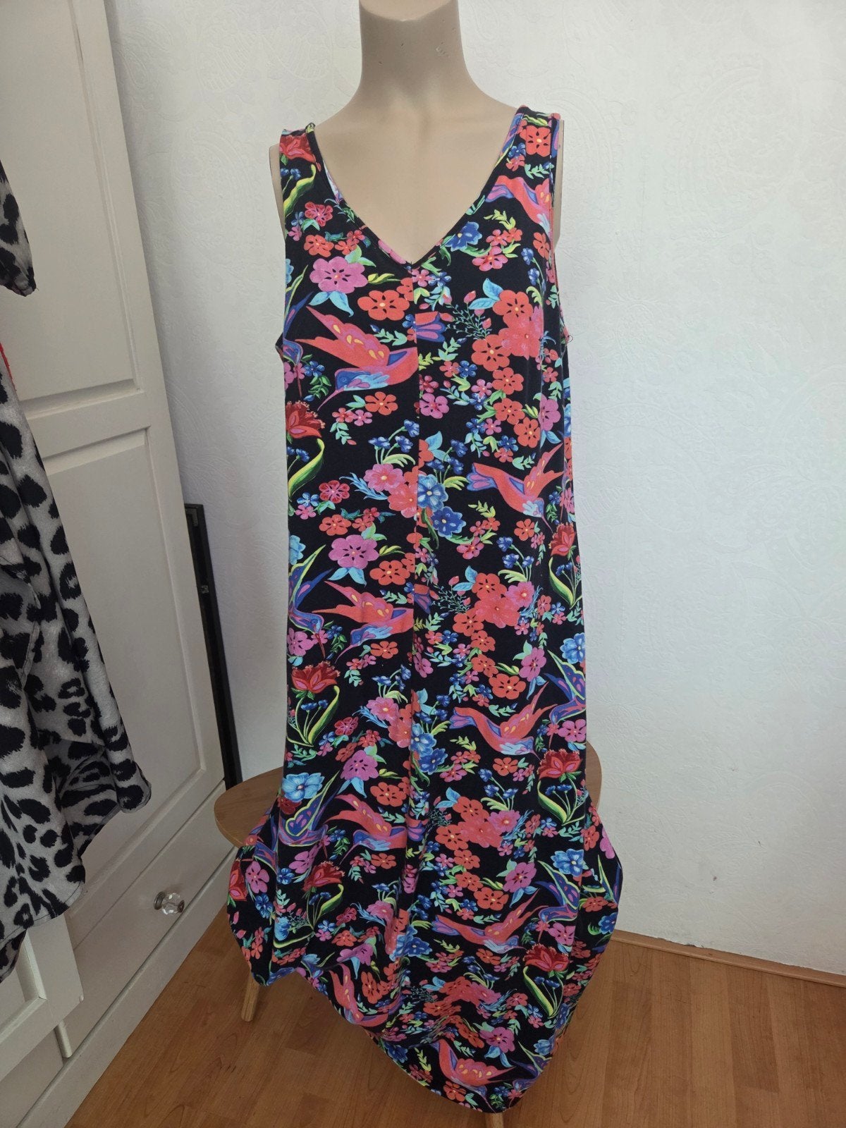 Lien & Giel XXL Bloemenprint Maxi Jurk, Meerkleurig, Maat 46/48 (XL) of groter, Ophalen of Verzenden, Gedragen