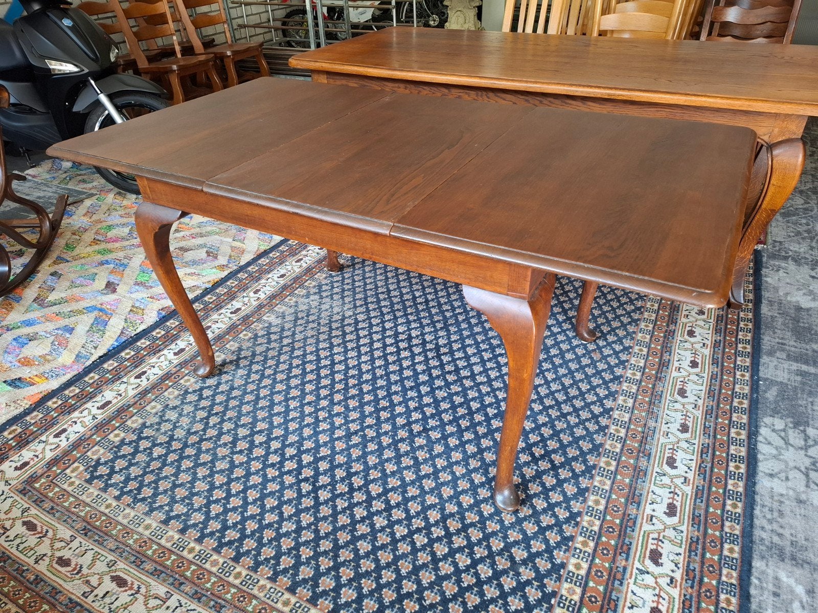 Leuke vintage houten uitschuif tafel eettafel. Zie omschr,
A, Ophalen, Gebruikt, Rechthoekig