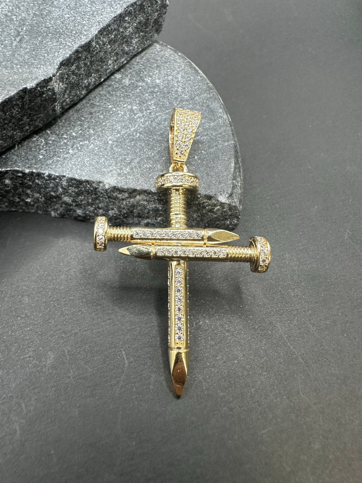 14k Gouden Kruis Hanger met Zirkonia, Nieuw, Ophalen of Verzenden, Kruis of Symbool, Goud