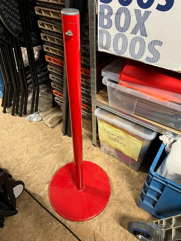 Rode loper paal met zware voet | 6 stuks | rood, Ophalen of Verzenden, Gebruikt