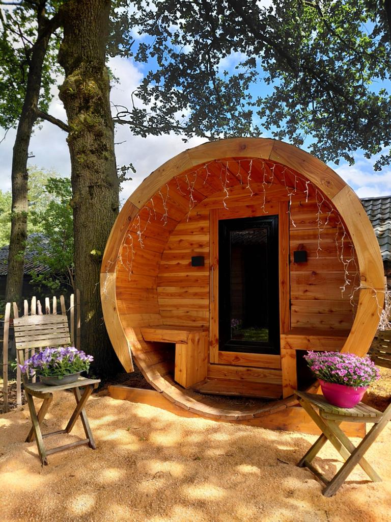 Barrelsauna XXL | Lig Sauna | incl. Bezorgen |  Ø2,16x2,82m, Ophalen, Zo goed als nieuw, Fins of Traditioneel, Complete sauna