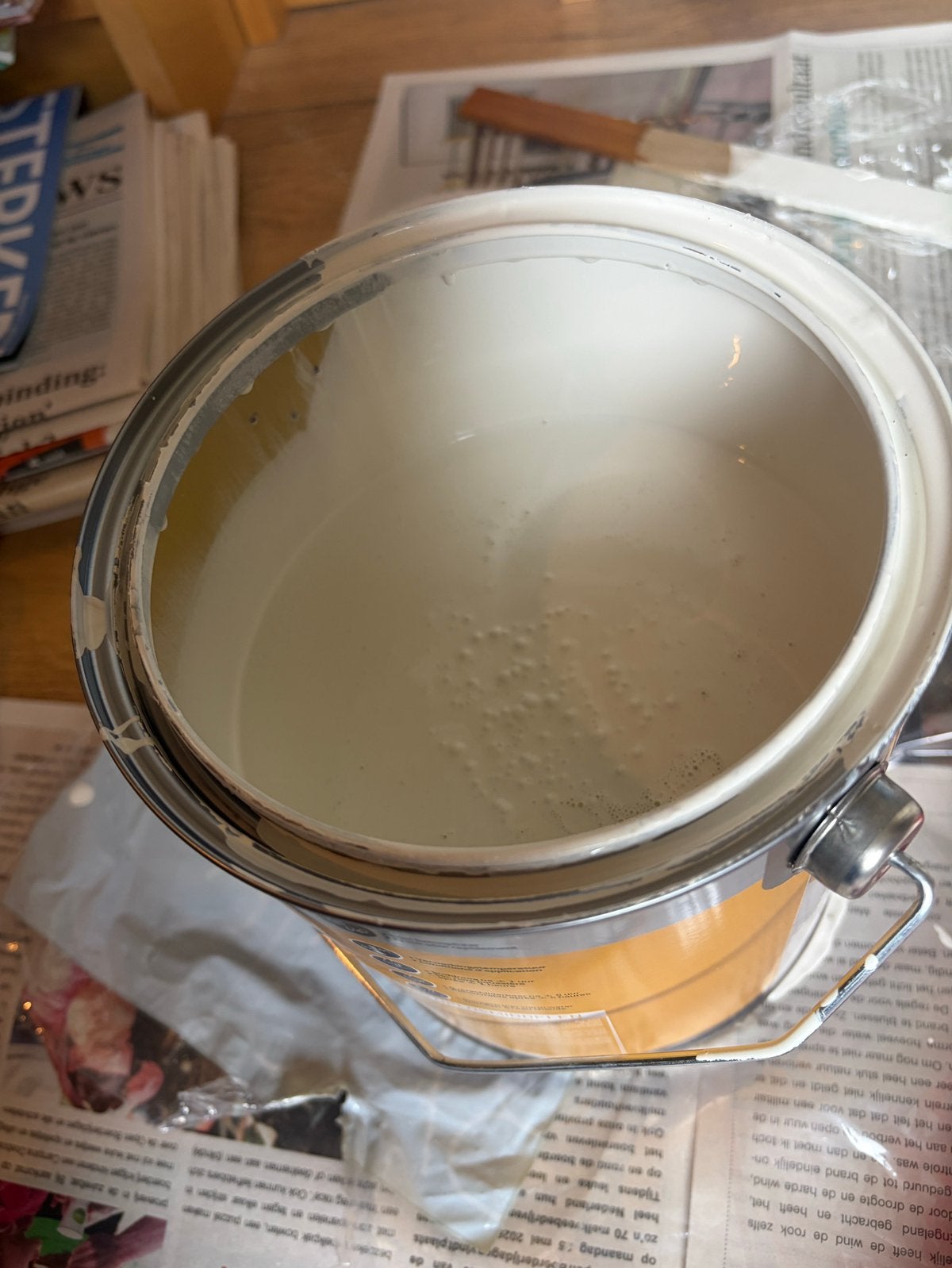 Histor PF traplak zijdeglans RAL 9010 - restant ca. 1 liter, Ophalen, Gebruikt, Wit, Lak
