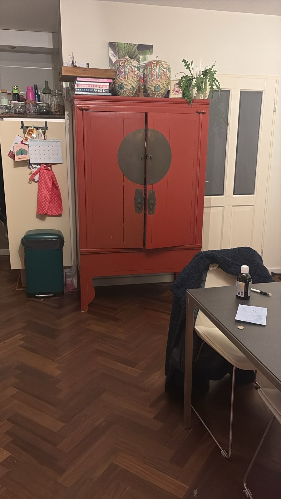 Chinese Bruidskast Rood - H180xB105xD50 cm, Ophalen