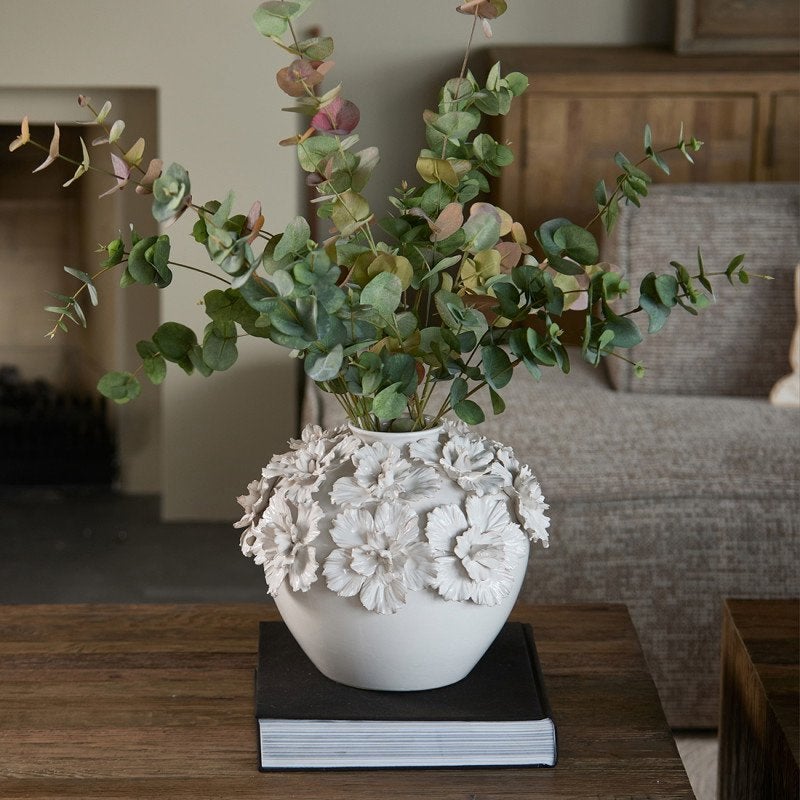 Riviera Maison vaas / Blossom Large, Ophalen, Nieuw, Wit, Steen/keramiek