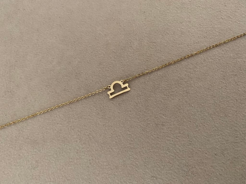 Gouden ketting met sterrenbeeld bedel weegschaal waterproof, Nieuw, Ophalen of Verzenden, Goud, Overige materialen