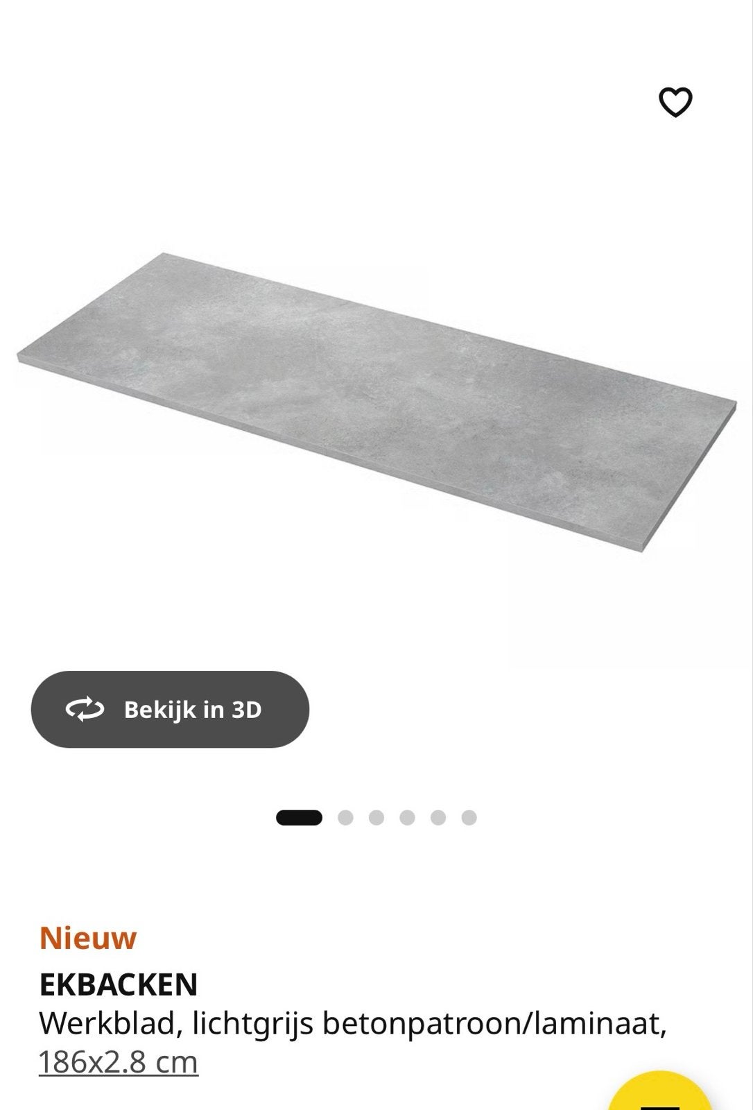 IKEA EKBACKEN werkblad met spoelbak, lichtgrijs beton, Huis en Inrichting, Keuken | Complete keukens, Nieuw, Overige typen, Grijs