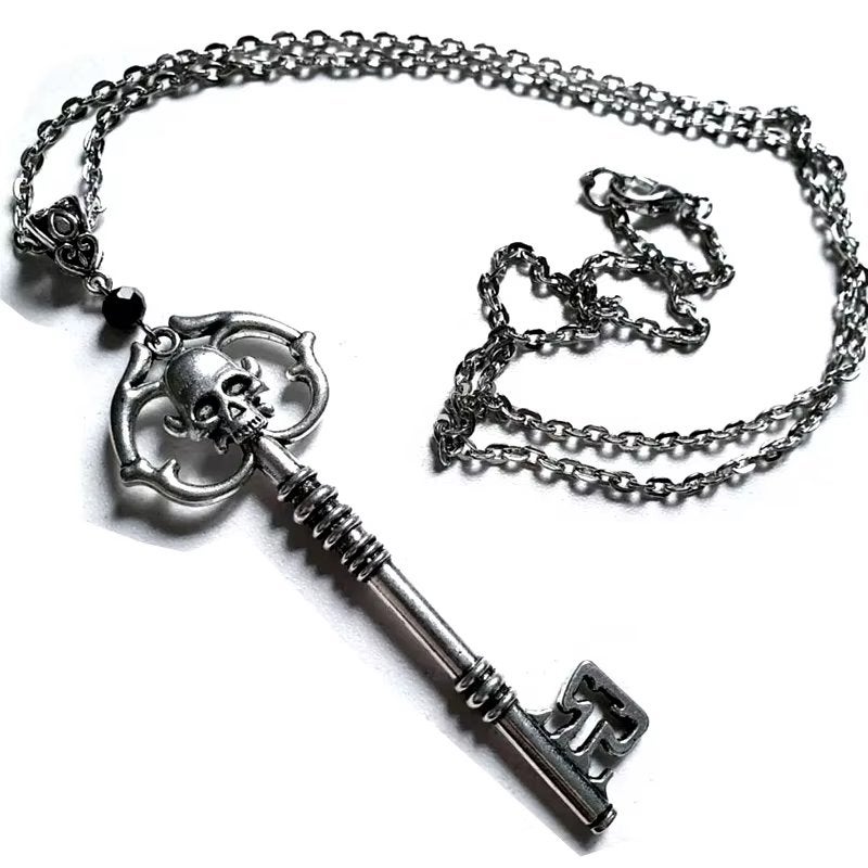 Sleutel Met Doodskop Ketting, Verzenden, Nieuw, Zilver, Overige materialen