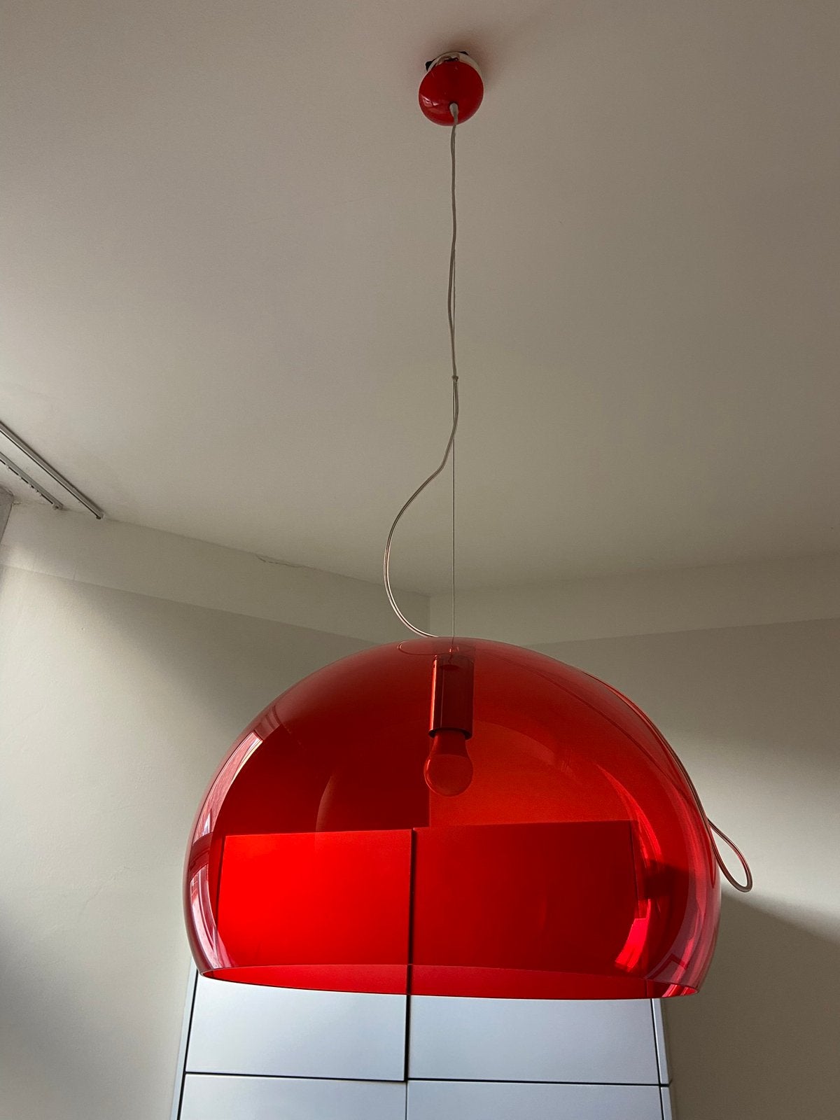 4 stuks Rode Kartell FL/Y hanglamp LED, Ophalen of Verzenden, Gebruikt, Kunststof